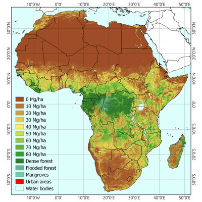 Carte de la biomasse de l'Afrique