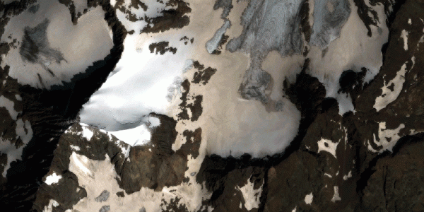 Advancing ice front, Quirlies and St-Sorlin glaciers. Spot 6-7. 2014-2019.
