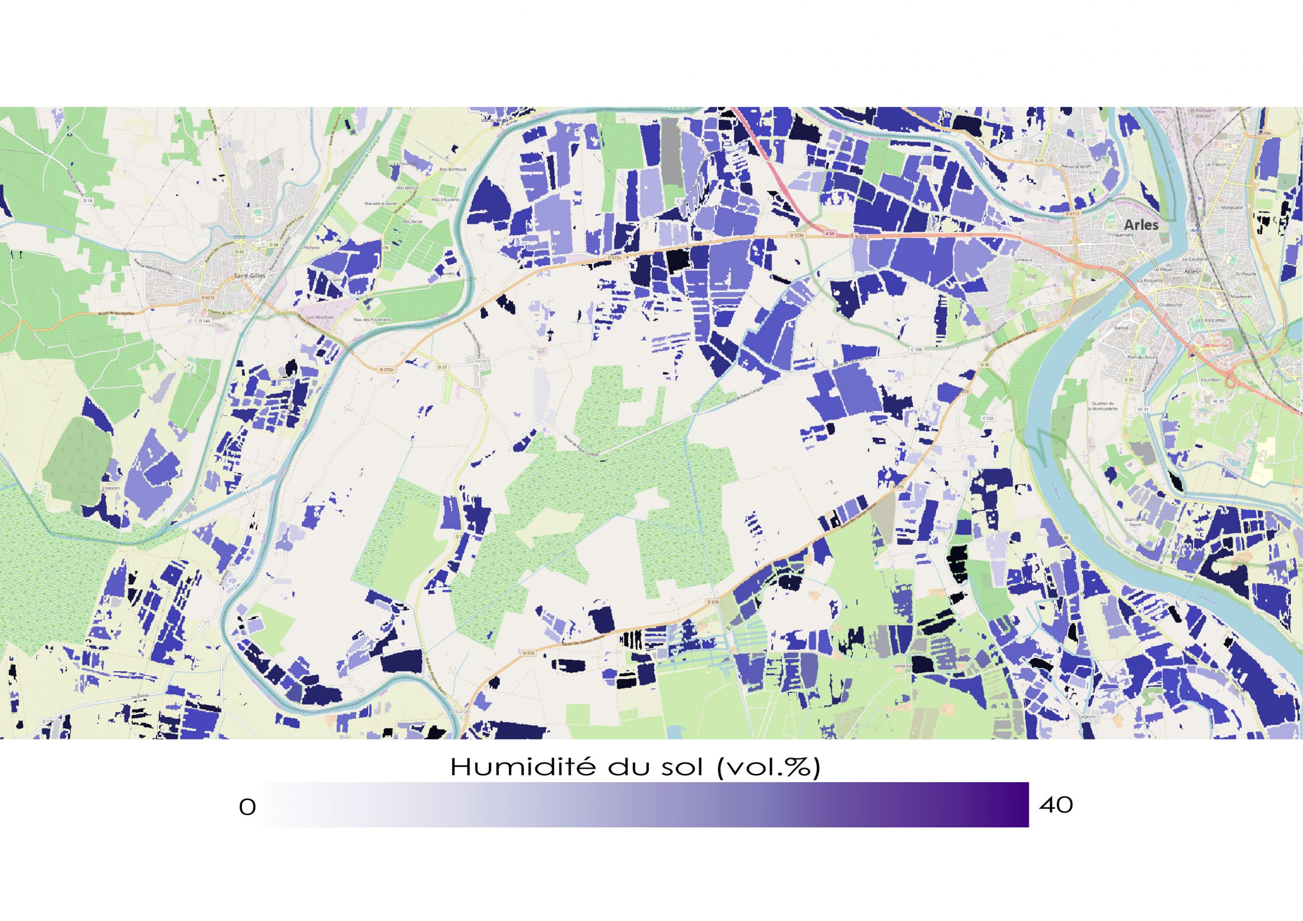 Soil Moisture at plot-scale Arles area (France)