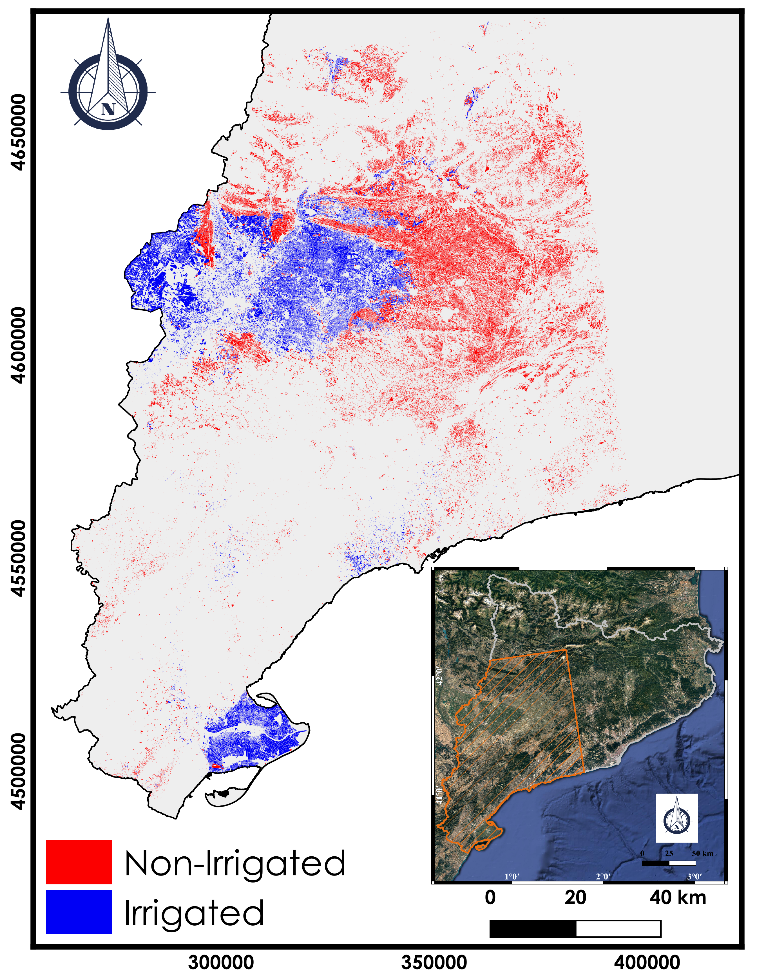 Cartographie des zones irriguées de Catalogne