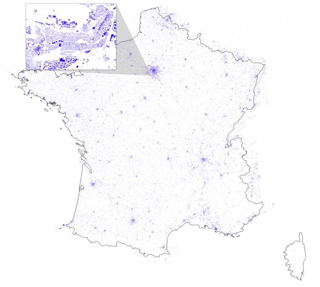 Cartographie du bâti métropolitain, obtenue par entrainement de neurones convolutionnels profonds à distinguer des structures humaines sur des images Spot-6/7