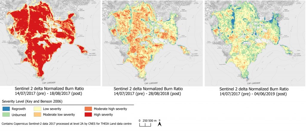 Monitoring of vegetation recovery after La-Croix-Valmer wildfire.