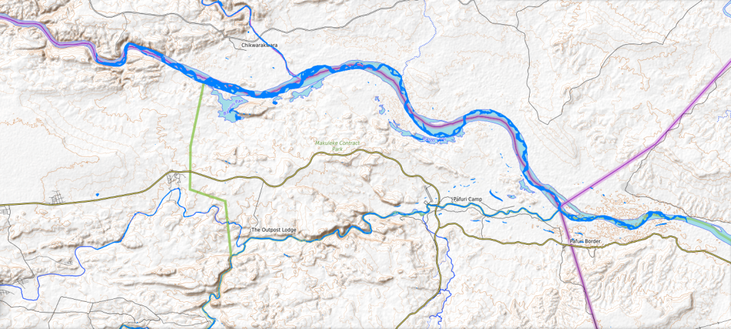 Monthly variation in water surfaces, Northern Kruger Park, Zimbabwe. 