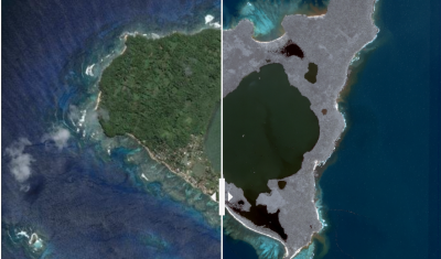 L'île de Nomuka couverte de cendres après l'explosion du volcan Tonga-Hunga Ha’apai