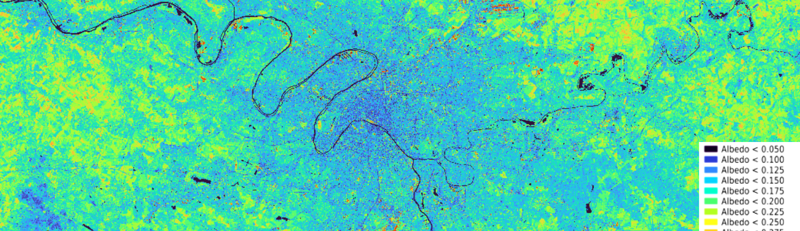 Albédo Sentinel 2 THEIA pur l'Île-de-France, juin 2022