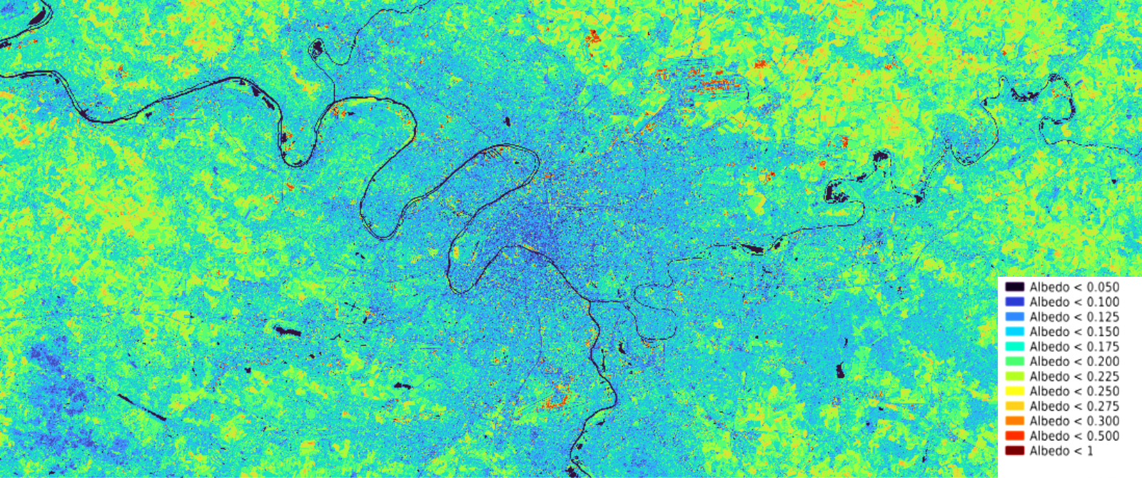 Albédo Sentinel 2 THEIA pur l'Île-de-France, juin 2022