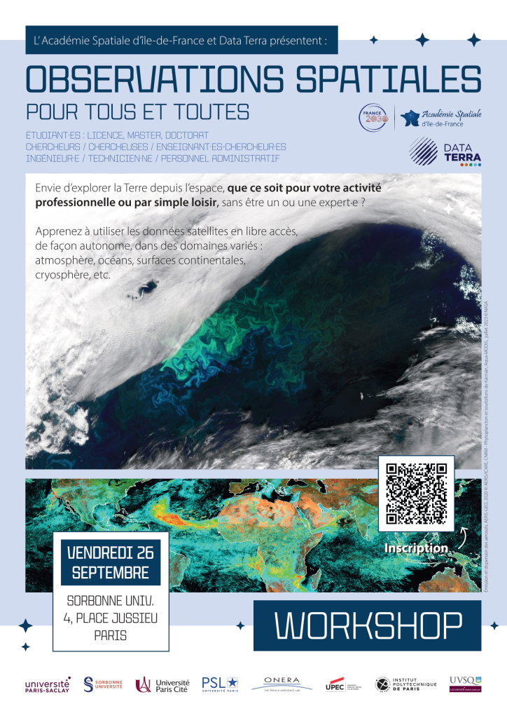 « Observation spatiale pour toutes et tous » co-organisé par L’Académie Spatiale d’Île-de-France » (France 2030) et DATA TERRA.