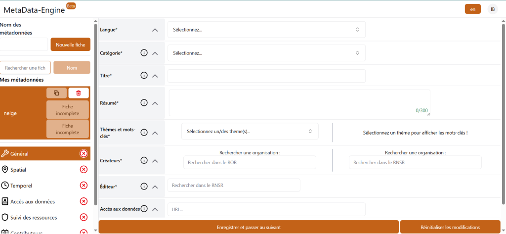 THEIA Metadata-Engine interface